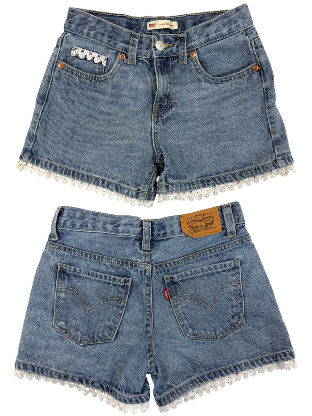 Levi's Blue Denim Shorts with Lace Trim